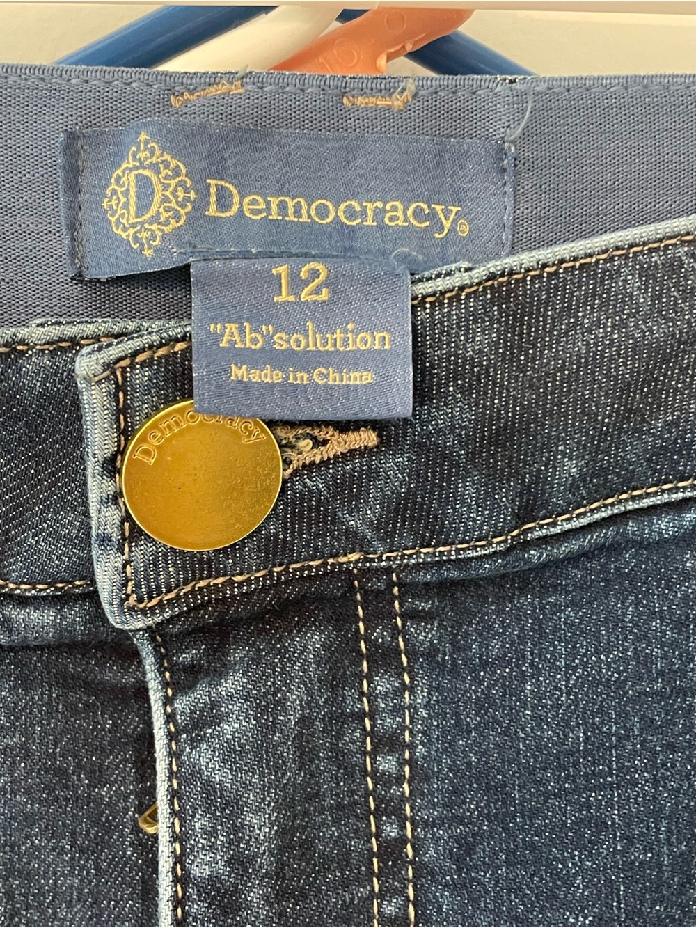 Democracy Dark Blue Darted Barrel Cropped Jeans - Picture 3 of 9